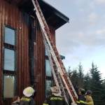 Anchor Point Fire & EMS and Ninilchik Emergency Services firefighters respond to a chimney fire at a Long Gone Avenue home after 7:15 p.m. April 5, 2019, near Anchor Point, Alaska. (Photo provided)