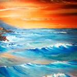 One of John Fenskes paintings at the First Friday, April 5, 2019, opening for his retrospective showing at Kachemak Bay Campus in Homer, Alaska. (Photo by Michael Armstrong/Homer News)