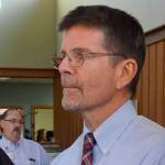 South Peninsula Hospital CEO Joseph Woodin attends an open house for the expanded and remodeled Homer Medical Clinic on March 30, 2018, in Homer, Alaska. (Photo by Michael Armstrong, Homer News)