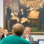 In this March 6, 2019 photo, DeLena Johnson, R-Palmer, left, and Grier Hopkins, D-Fairbanks, listen during a House Education Committee meeting at the Capitol. (Michael Penn | Juneau Empire File)