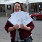 Clarion reporter Victoria Petersen holds Alaska Press Club awards on Saturday, April 27, 2019, in Anchorage, Alaska. (Photo courtesy Victoria Petersen)