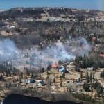 An aerial view of a brush fire in Ninilchik on Saturday. (Photo by Tim Whitesell/Division of Forestry)