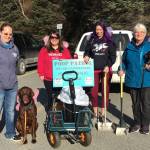 Members of the Homer Animal Friends participate in a Poop Patrol event on April 13, 2019 in Homer, Alaska. (Photo by Janelle Spurkland)