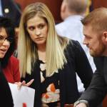 Rep. Cathy Tilton, R-Wasilla, left, speaks with Rep. Sara Rasmussen, R-Anchorage, and Rep. Josh Revak, R-Anchorage, on the House floor as amendments to the budget are proposed on Tuesday, April 9, 2019 in Juneau, Alaska. (Michael Penn | Juneau Empire)