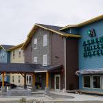 Workers finish up the new Homer Aspen Suites Hotel on May 21, 2019, in Homer, Alaska. The 72-room hotel opens on May 27. (Photo by Michael Armstrong/Homer News)