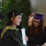 Hailee Fisher receives her diploma from Flex School Principal Christopher Brown at graduation ceremonies on Wednesday, May 22, 2019, at Lands End Resort in Homer, Alaska. (Photo by Michael Armstrong/Homer News)