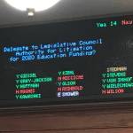The Alaska Senate votes on whether to prepare for a lawsuit against Gov. Mike Dunleavy about forward funding education in the next fiscal year. (Alex McCarthy | Juneau Empire)