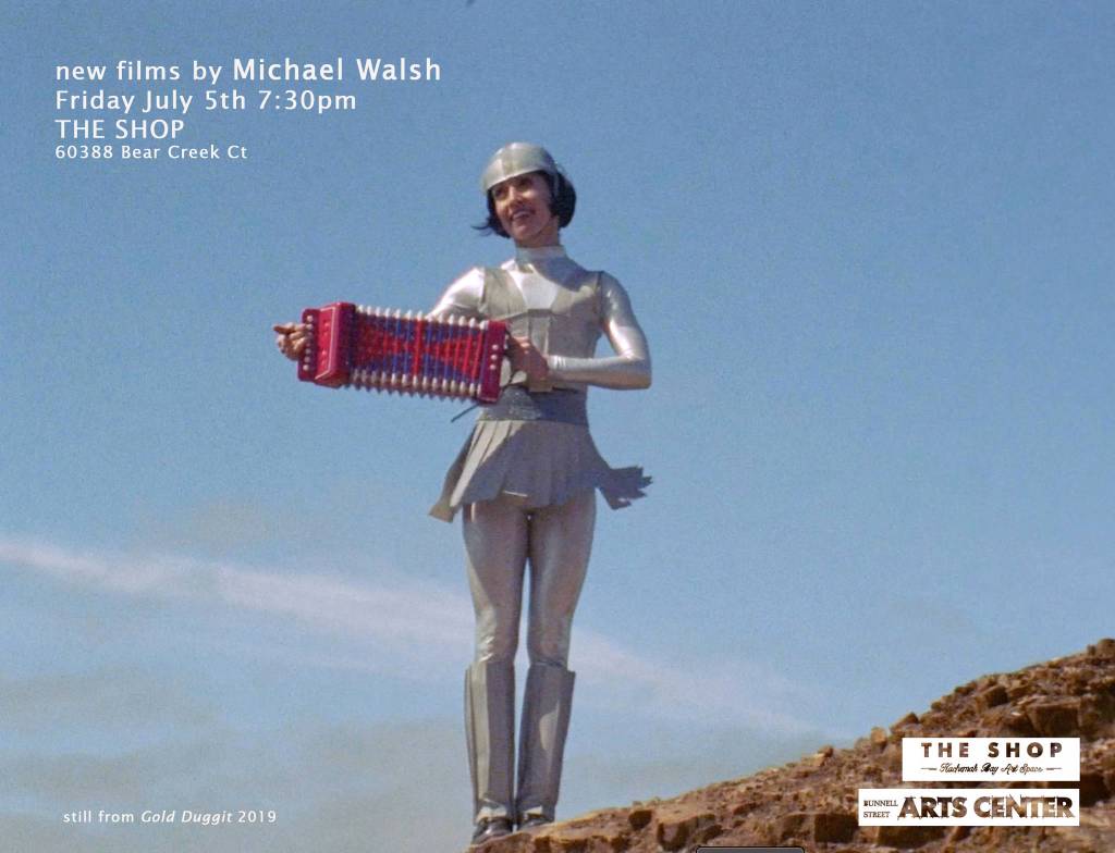 The poster for Michael Walshs films showing for First Friday, July 5, 2019, at The Shop in Homer, Alaska. (Photo provided)