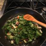 Photo by Teri Robl                                Stir Fry Bok Choy makes a good side dish for salmon patties, as seen here July 7, in Teri Robls Homer kitchen.
