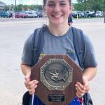 Homer High Schools McKenzie Cook holds her first-place plaque after winning the 2019 U.S. Marine Corps Junior and 16U Nationals wrestling tournament for her weight class on Tuesday and Wednesday, July 16-17, 2019 in Fargo, North Dakota. (Photo by Tammie Cook)