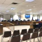 The Kenai Peninsula Borough School District Board of Education meets to discuss school safety during a work session Monday in Soldotna. (Photo by Victoria Petersen/Peninsula Clarion)