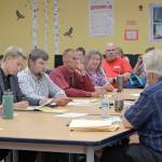 The Kenai Peninsula Borough School District and two employee associations  The Kenai Peninsula Borough Education Association and the Kenai Peninsula Borough Education Support Association  negotiate for a new contract on Tuesday, Aug. 13, 2019, at the Soldotna High School Library, in Soldotna, Alaska. (Photo by Victoria Petersen/Peninsula Clarion)
