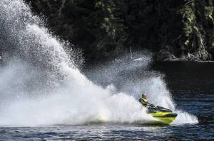 Michael Penn | Juneau Empire                                 Terry Allen rides his jet ski at Auke Lake on Monday, Aug. 19, 2019.