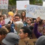 Over hundred people gather in front of the Governors Mansion to protest budget vetoes by Gov. Mike Dunleavy on Friday, July 12, 2019. (Michael Penn | Juneau Empire)