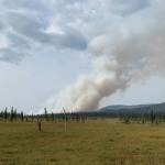This photo of the Caribou Lake fire was taken about 4 p.m. Monday, Aug. 19, 2019, northeast of Homer, Alaska, about two hours after Ian Pitzman texted a message reporting the fire to his wife, Stephanie Pitzman, via an inReach satellite communication device. (Photo by Ian Pitzman)
