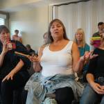Nancy Yeaton of Nanwalek speaks at a Hilcorp meeting on lower Cook Inlet seismic testing on Aug. 23, 2019, at Lands End Resort in Homer, Alaska. (Photo by Michael Armstrong/Homer News)