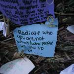 One of the signs on Radiate, the 16th annual Burning Basket. The basket was burned on Sunday night, Sept. 15, 2019, at Mariner Park on the Homer Spit in Homer, Alaska. (Photo by Michael Armstrong/Homer News)