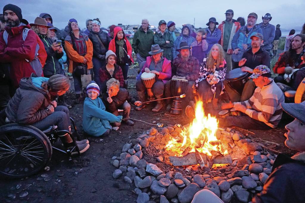 Drummers play at Radiate, the 16th annual Burning Basket, on Sunday night, Sept. 15, 2019, at Mariner Park on the Homer Spit in Homer, Alaska. (Photo by Michael Armstrong/Homer News)                                Drummers play at Radiate, the 16th annual Burning Basket, on Sunday night, Sept. 15, 2019, at Mariner Park on the Homer Spit in Homer, Alaska. (Photo by Michael Armstrong/Homer News)
