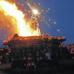 Radiate, the 16th annual Burning Basket, catches fire Sunday night, Sept. 15, 2019, at Mariner Park on the Homer Spit in Homer, Alaska. (Photo by Michael Armstrong/Homer News)