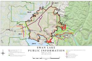 A map of the Swan Lake Fire as of Sept. 23, 2019. (Courtesy Alaska Type 3 Organization)