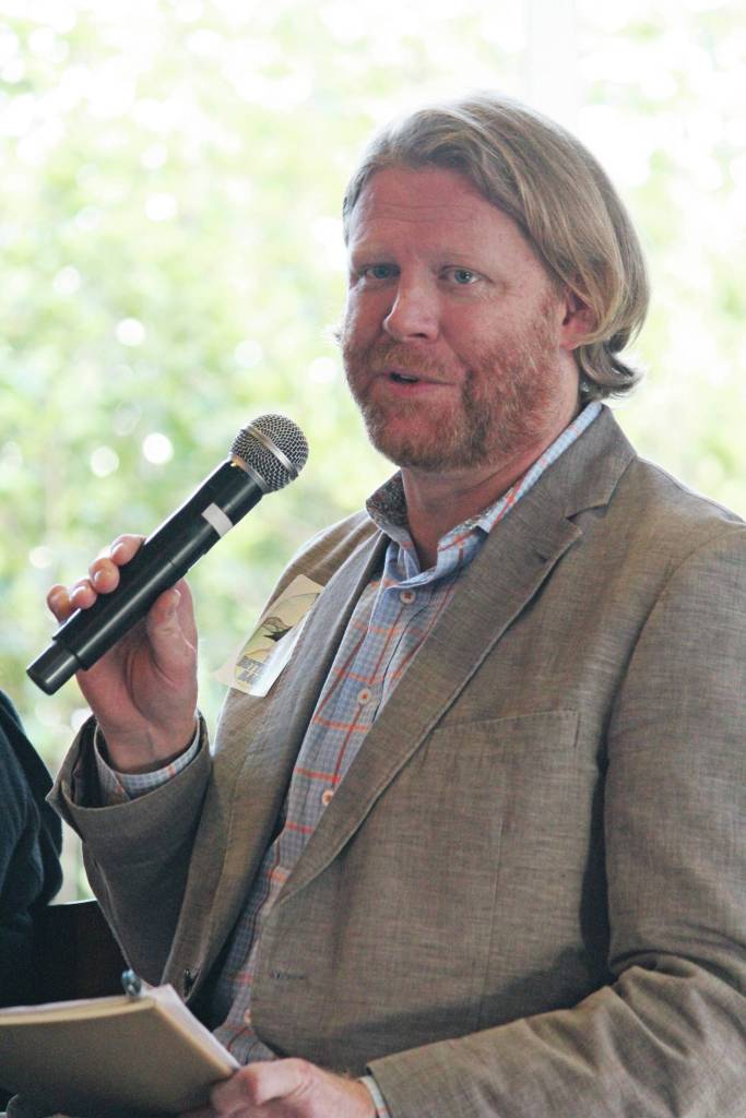 Joey Evensen, a candidate running for Homer City Council, speaks during a candidate forum Wednesday, Sept. 25, 2019 at the Homer Public Library in Homer, Alaska. (Photo by Megan Pacer/Homer News)