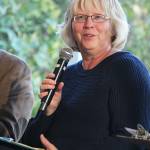 Shelly Erickson, a Homer City Council member running for re-election, speaks during a candidate forum Wednesday, Sept. 25, 2019 at the Homer Public Library in Homer, Alaska. (Photo by Megan Pacer/Homer News)