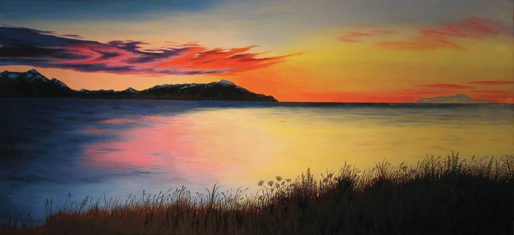 One of Maria Berniers paintings in her show opening at the Kachemak Bay Campus on Friday, Oct. 4, 2019, in Homer, Alaska. (Photo provided)