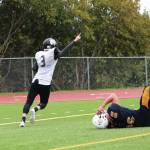 Photo by Megan Pacer/Homer News                                Nikiskis Sam Berry runs in the winning touchdown of a Saturday, Sept. 28 football game against Homer High School in Homer.