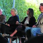 From left to right: Candidates for Homer City Council Tom Stroozas, Shelly Erickson, Storm Hansen-Cavasos and Joey Evensen participate in a candidate forum Wednesday, Sept. 25, 2019 at the Homer Public Library in Homer, Alaska. (Photo by Megan Pacer/Homer News)