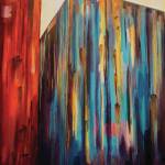 Holly Brennans Spit Buddie, one of her paintings at the First Friday, Oct. 4, 2019, opening of her show at Grace Ridge Brewery in Homer, Alaska. (Photo by Michael Armstrong/Homer News)