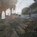 Kathy Smiths Exit Glacier Tour, Late September, a painting in her exhibit, Rivers of Ice, showing at the Pratt Museum through Dec. 28. 2019, in Homer, Alaska. (Photo by Michael Armstrong/Homer News)