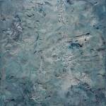 Kathy Smiths Glacier Ice, an encaustic painting in her exhibit, Rivers of Ice, showing at the Pratt Museum in Homer, Alaska. (Photo by Michael Armstrong/Homer News)