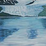 Kathy Smiths Grewingk Glacier Terminus, a painting in her exhibit, Rivers of Ice, showing at the Pratt Museum in Homer, Alaska. (Photo by Michael Armstrong/Homer News)