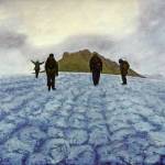 Kathy Smiths On the Root Glacier, a painting in her exhibit, Rivers of Ice, showing at the Pratt Museum in Homer, Alaska. (Photo by Michael Armstrong/Homer News)