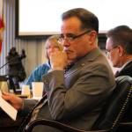 courtesy photo                                State Sen. Peter Micciche (R-Soldotna) listens to testimony in Juneau in this undated photo.