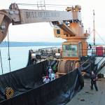 Crew members and volunteers prepare to scare the next group of guests on a tour of the Haunted Hickory on Friday, Oct. 25, 2019 at the harbor in Homer, Alaska. The US Coast Guard Cutter Hickory crew transform the vessel into a haunted house every year. They ask for nonperishable food items for entry, all of which are given to the Homer Food Pantry. (Photo by Megan Pacer/Homer News)