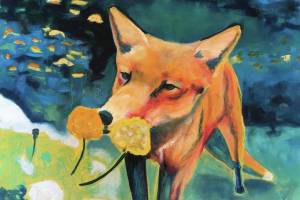 Britni Siekaniecs painting of a fox is one of the paintings from a student art show opening on Friday, Nov. 1, 2019, at the Kachemak Bay Campus in Homer, Alaska. (Photo provided, Asia Freeman)