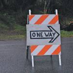 A one-way sign directs traffic on Bayview Avenue for Halloween on Oct. 31, 2019, in Homer, Alaska. To make trick-or-treating safer, Bayview and Mountainview Avenues were closed to one-way traffic from 5-8 p.m. (Photo by Michael Armstrong/Homer News)