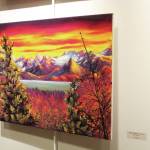 An oil painting by Jen DePesa hangs on the wall during a First Friday art exhibit opening Friday, Nov. 1, 2019 at Kachemak Bay Campus in Homer, Alaska. The exhibit features art by students in a class taught at the college by Asia Freeman. (Photo by Megan Pacer/Homer News)