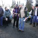 Photo by Michael Armstrong/Homer News                                 Ed Berg, center, briefs a volunteers on a plan to canvass the East End Road neighborhood in a search for his stepdaughter, Anesha Duffy Murnane, on Nov. 10 at the Homestead Restaurant parking lot in Fritz Creek. Sara Berg, Aneshas mother, listens to Bergs right.