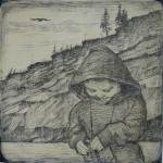 Alex Rydlinskis Sea Monk, one of the works of art in the 10x10 show at Bunnell Street Arts Center that opened on Nov. 8, 2019, in Homer, Alaska. (Photo by Michael Armstrong/Homer News)