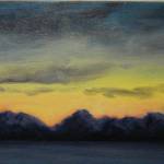 Amanda Kellys Kachemak Bay Sunset is one of the pieces in the 5x7 show at the Homer Council on the Arts that opened on Nov. 1, 2019, in Homer, Alaska. (Photo by Michael Armstrong/Homer News)