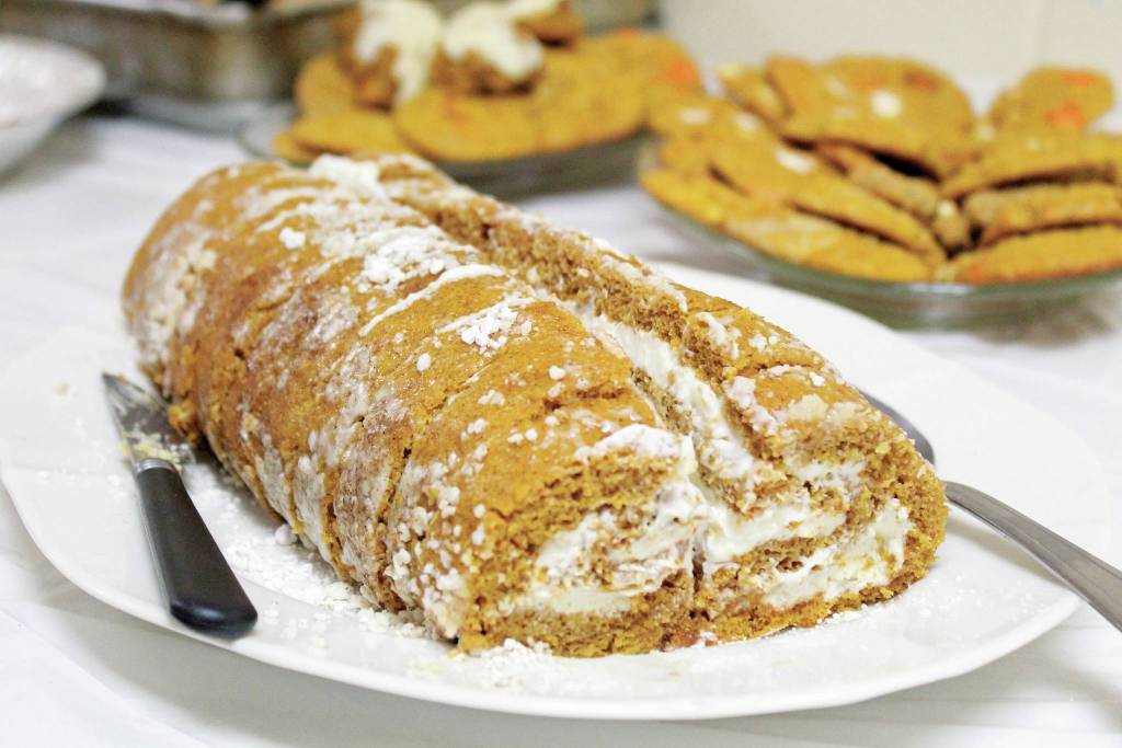 Several dessert options like the one pictured here were available at a free community Thanksgiving dinner Thursday, Nov. 28, 2019 at Homer United Methodist Church in Homer, Alaska. (Photo by Megan Pacer/Homer News)