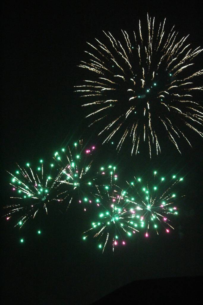 Photo by Megan Pacer/Homer News                                 Fireworks explode in the sky above Mariner Park on Jan. 1, 2020 in Homer, Alaska. The fireworks show is crowdfunded and was delayed by one day this year due to a blizzard on New Years Eve.