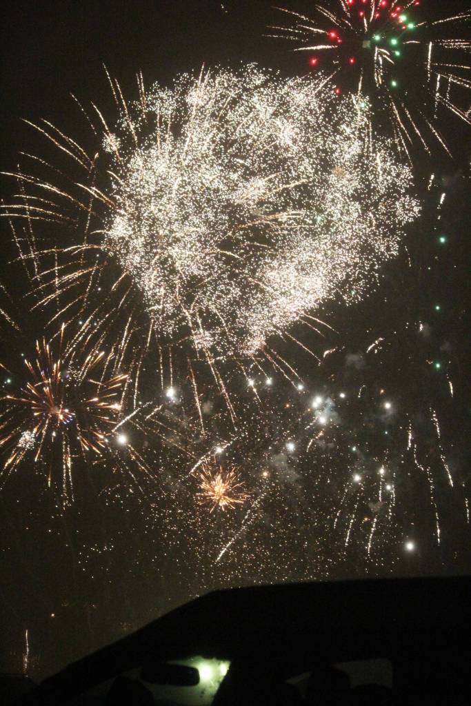 Photo by Megan Pacer/Homer News                                 Fireworks explode in the sky above Mariner Park on Jan. 1, 2020 in Homer, Alaska. The fireworks show is crowdfunded and was delayed by one day this year due to a blizzard on New Years Eve.