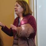 Patricia Cue asks Rep. Sarah Vance, R-Homer, a question at a town hall meeting last Saturday, Jan. 11, 2020, at the Kachemak Bay Campus in Homer, Alaska. (Photo by Michael Armstrong/Homer News)