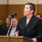 Assistant Attorney General Margaret Paton-Walsh argues on behalf of the Alaska Division of Elections Friday. (Loren Holmes | Anchorage Daily News via AP)