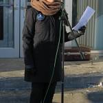 Rika Mouw speaks at this years Womens March on Homer on Saturday, Jan. 18, 2020 at the Homer Education and Recreation Complex in Homer, Alaska. About 300 men, women and children marched along Pioneer Avenue to WKFL Park. (Photo by Megan Pacer/Homer News)