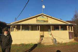 Principal Michael Wojciak stands in front of one of the buildings used as the Kachemak Selo School, Nov. 12, 2019, in Kachemak Selo, Alaska. (Photo by Victoria Petersen/Peninsula Clarion)