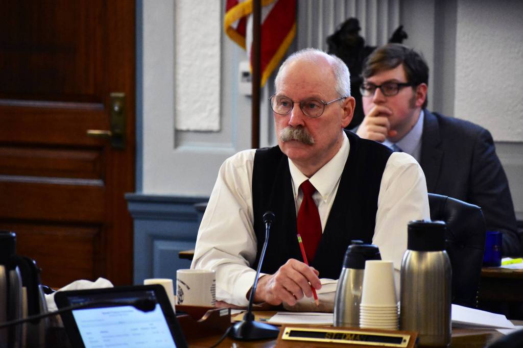 photo by Peter Segall | Juneau Empire                                Sen. Bert Stedman, R-Sitka, at a Senate Finance Committee meeting on Thursday.
